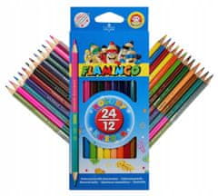 Flamingo Obojstranné ceruzky Olo 24 farieb