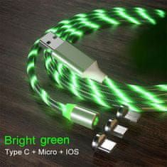 Bomba LED svietiaci magnetický USB kábel 3v1 pre iPhone/Android 1M