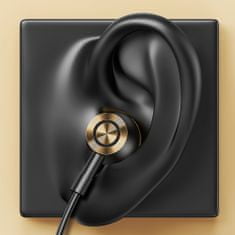 USAMS Stereo slúchadlá do uší (EP-43) - do uší, Type-C, mikrofón, 1,2 m - čierne