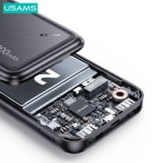 USAMS Power Bank PB60 (US-CD168) - Dual USB, so šnúrkou, Quick Charge 3.0, PD 3.0, 20000 mAh, 22,5 W - čierna