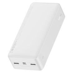 BASEUS Power banka Bipow (PPBD050202) - Digitálny displej 2xUSB, USB-C, Micro-USB 30000mAh 15W + kábel Micro-USB 0,25m - biela