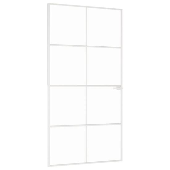 Vidaxl Interiérové dvere biele 102x201,5 cm tvrdené sklo a hliník úzke