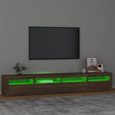 Vidaxl TV skrinka s LED svetlami hnedý dub 240x35x40 cm