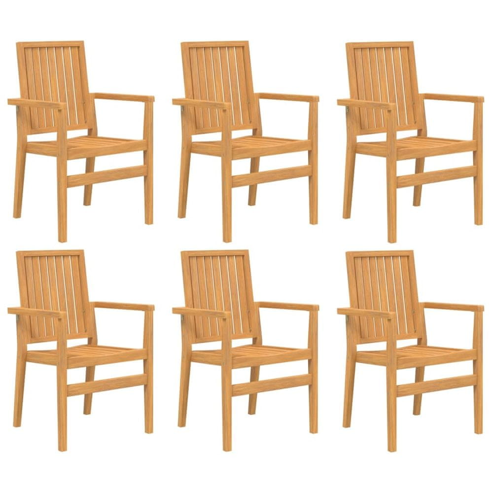 Vidaxl Stohovateľné záhradné stoličky 6 ks 56,5x57,5x91 cm masívny tík