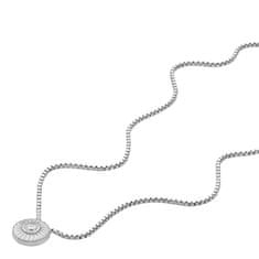 Fossil Elegantný strieborný náhrdelník s kryštálom Circle JFS00618040