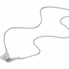 Fossil Slušivý strieborný náhrdelník Butterflies s kryštálmi JFS00619040