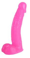 Xcock Ružové dlhé dildo, realistický penis s semenníkmi