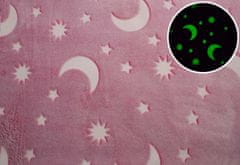 Svitap J.H.J. Mikroplyšová svietiaca deka Hviezdy ružové 150x200 cm