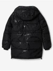 Desigual Čierny dievčenský zimný prešívaný kabát Desigual Letters 110-116