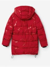 Desigual Červený dievčenský zimný prešívaný kabát Desigual Letters 122-128