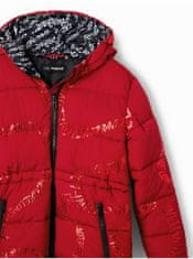 Desigual Červený dievčenský zimný prešívaný kabát Desigual Letters 110-116