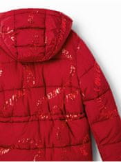 Desigual Červený dievčenský zimný prešívaný kabát Desigual Letters 158-161