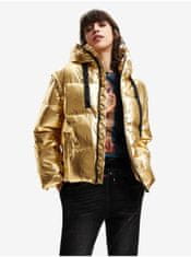 Desigual Dámska prešívaná zimná bunda s kapucňou v zlatej farbe Desigual Jiman L