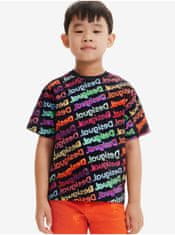 Desigual Čierne detské vzorované tričko Desigual Logomania 134-140