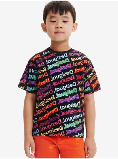 Desigual Čierne detské vzorované tričko Desigual Logomania