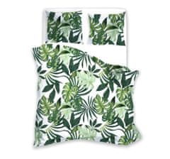 FARO Textil Bavlnené posteľné prádlo TROPI 160x200 cm zeleno-biele