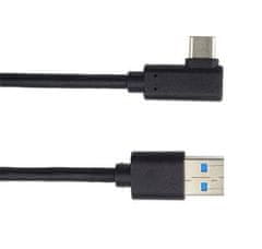 PremiumCord Kábel USB typ C/M zahnutý konektor 90 ° - USB 3.0 A/M, 50cm