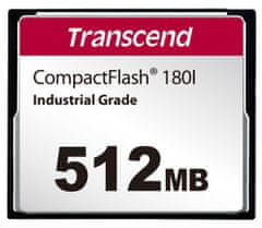 Transcend 512MB INDUSTRIAL TEMP CF180 CF CARD, (MLC) pamäťová karta (SLC mode), 85MB/s R, 70MB/s W