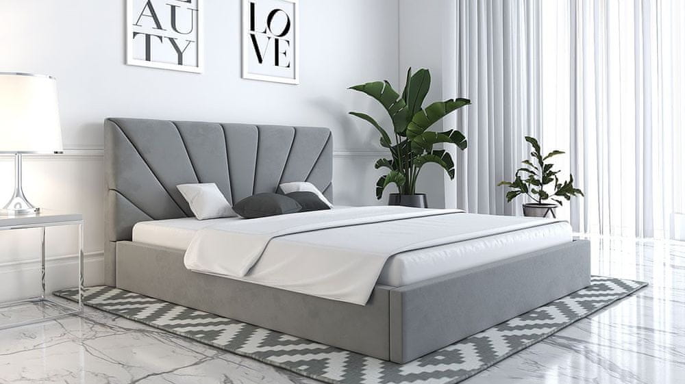 Veneti Čalúnená manželská posteľ GITEL - 140x200, svetlo šedá