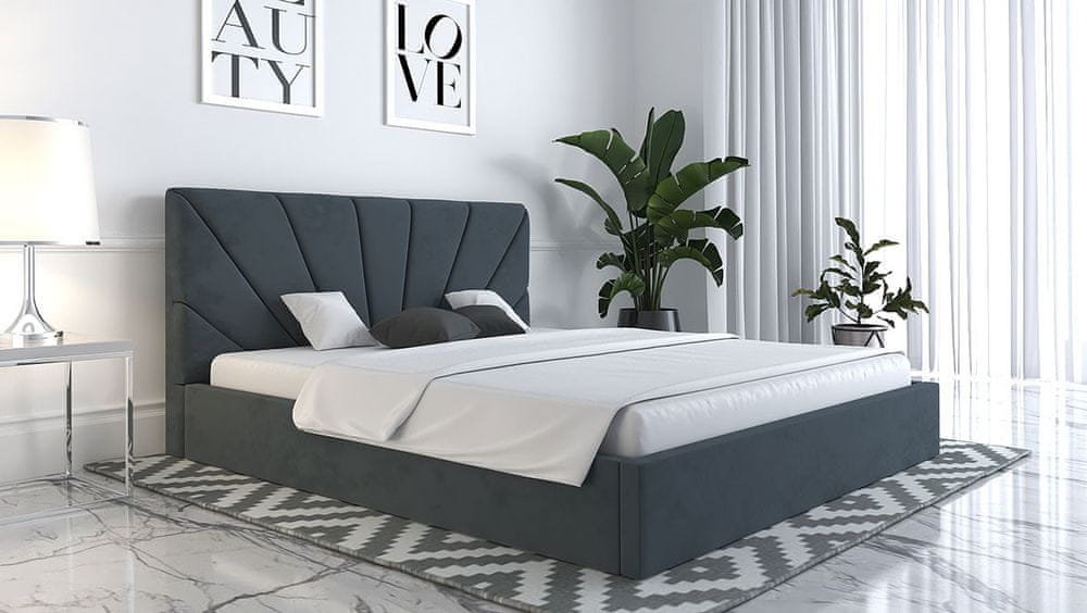 Veneti Čalúnená manželská posteľ GITEL - 140x200, šedá
