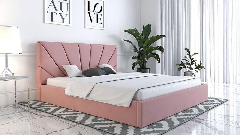 Veneti Čalúnená manželská posteľ GITEL - 180x200, ružová