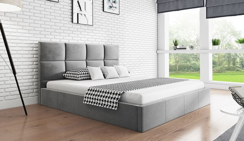 Veneti Čalúnená jednolôžková posteľ CAROLE - 120x200, svetlo šedá