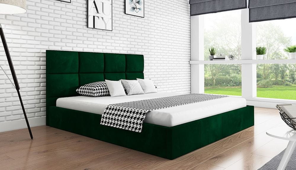 Veneti Čalúnená manželská posteľ CAROLE - 140x200, zelená