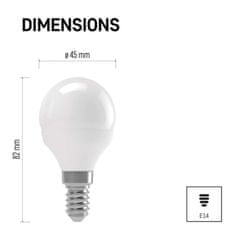 EMOS LED žiarovka Classic Mini Globe / E14 / 4,1 W (32 W) / 350 lm / neutrálna biela