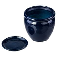 botle Kvetináč kobaltový granát kvetináč s podšálkou okrúhly DxV 280 mm x 305 mm povrch lesklá keramika moderný glamour