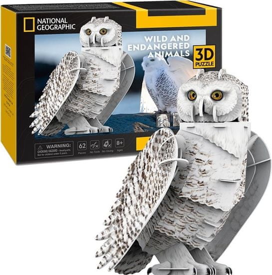 CubicFun 3D puzzle National Geographic: Snežná sova 62 dielikov