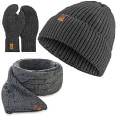 Brødrene 3W1 Dámsky zimný set čiapka šál rukavice CZ43 + S10 + R02 sivá