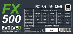 Evolveo FX 500/500W/ATX/80PLUS 230V EU/Bulk