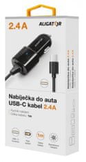Aligator nab. do auta USB-C s USB TCH 2,4A čierna