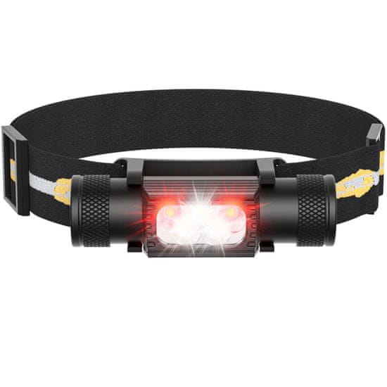 Glowfox Nabíjateľná LED čelovka Headpro, 2600 mAh, červené svetlo