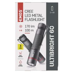 EMOS CREE LED kovové svietidlo Ultibright 60, 170lm, 1xAA