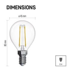EMOS LED žiarovka Filament Mini Globe / E14 / 1,8 W (25 W) / 250 lm / teplá biela