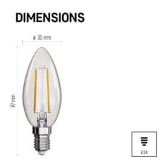 EMOS LED žiarovka Filament sviečka / E14 / 1,8 W (25 W) / 250 lm / teplá biela