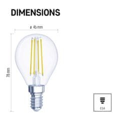 EMOS LED žiarovka Filament Mini Globe / E14 / 6 W (60 W) / 810 lm / teplá biela