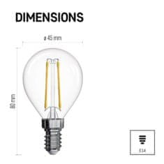 EMOS LED žiarovka Filament Mini Globe / E14 / 1,8 W (25 W) / 250 lm / neutrálna biela