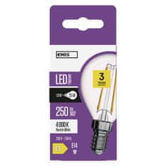 EMOS LED žiarovka Filament Mini Globe / E14 / 1,8 W (25 W) / 250 lm / neutrálna biela