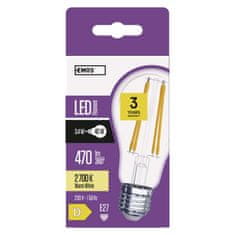 EMOS LED žiarovka Filament A60 / E27 / 3,4 W (40 W) / 470 lm / teplá biela