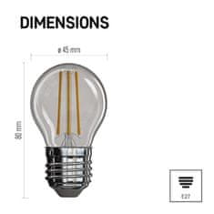 EMOS LED žiarovka Filament Mini Globe / E27 / 3,4 W (40 W) / 470 lm / neutrálna biela
