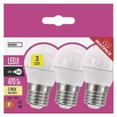 EMOS LED žiarovka Classic Mini Globe / E27 / 5 W (40 W) / 470 lm / teplá biela