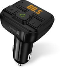 Connect IT InCarz Bluetooth transmitter, handsfree, nabíjačka, 2xUSB+Micro SD Card, ČIERNY
