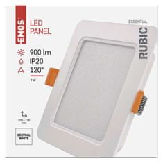 EMOS LED vstavané svietidlo RUBIC, štvorcové, biely, 9W, neutrálna biela