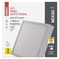EMOS LED prisadené svietidlo, štvorec, biele, 21W, CCT