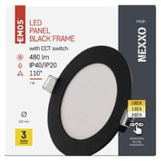 EMOS LED vstavané svietidlo NEXXO, kruhové, čierne, 7W, CCT