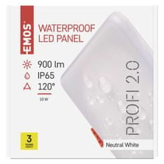 EMOS LED panel VIXXO 125×125, štvorcový vstavaný biely,10 W neu.b.,IP65