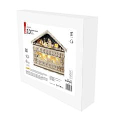 EMOS LED adventný kalendár drevený, 40x50 cm, 2x AA, vnútorný, teplá biela, časovač
