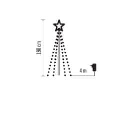 EMOS LED vianočný strom kovový, 180 cm, vonkajší aj vnútorný, studená biela, časovač